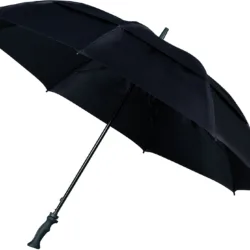 FALCONE stormparaply med ventilationsskærm i sort, åben set fra siden